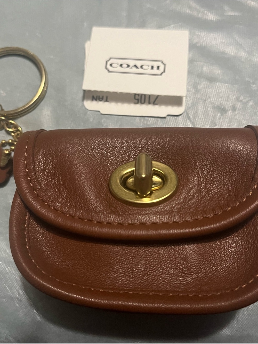 Vintage Coach 7105 City Key Fob British Tan Leather NWDT
